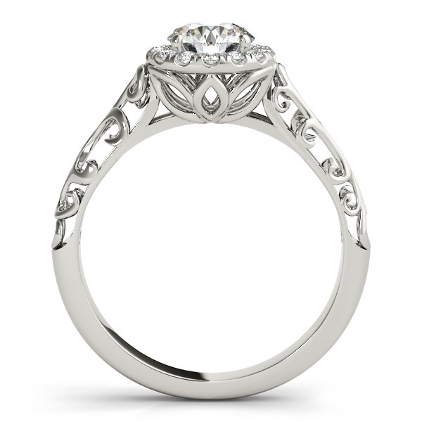 14k White Gold Halo Antique Style Round Diamond Engagement Ring (5/8 cttw) thumbnail 2
