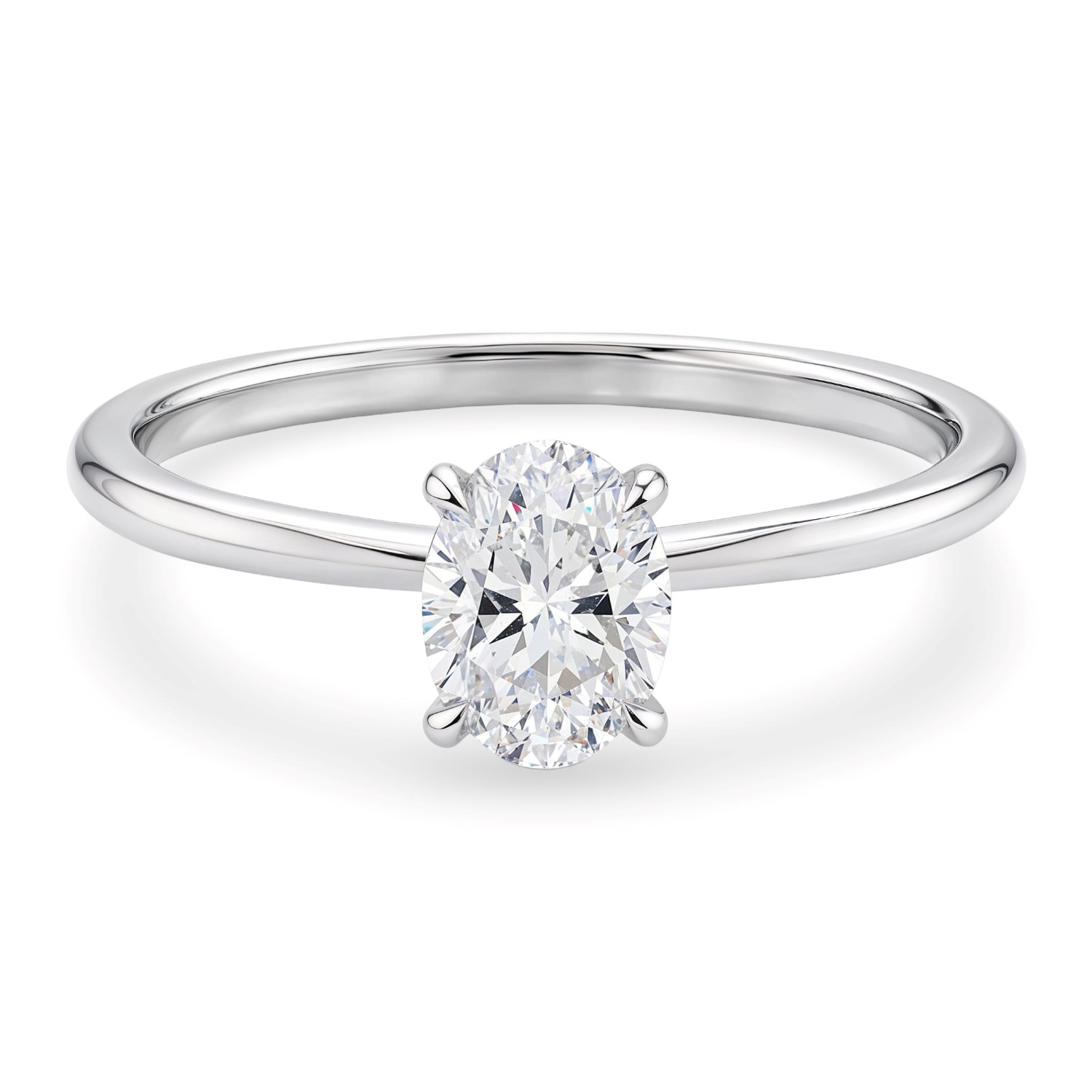 1 Carat Oval Lab Grown IGI G/VS1 Diamond Solitaire Ring in 14K White Gold thumbnail 4