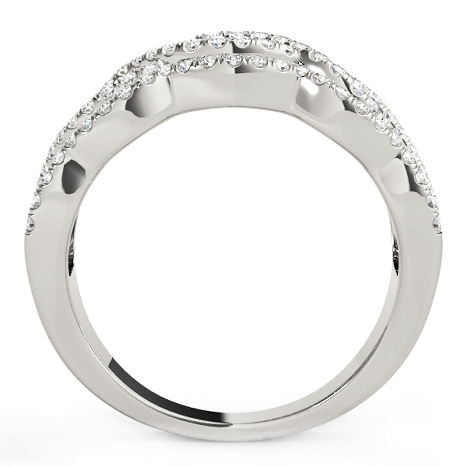 Diamond Studded Ring with Four Curves in 14k White Gold (5/8 cttw) thumbnail 3