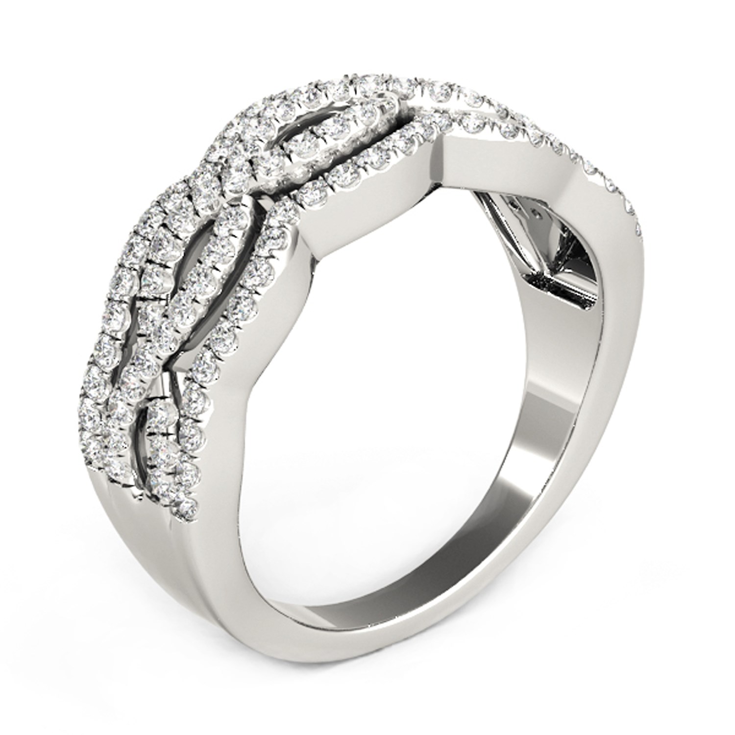 Diamond Studded Ring with Four Curves in 14k White Gold (5/8 cttw) thumbnail 4