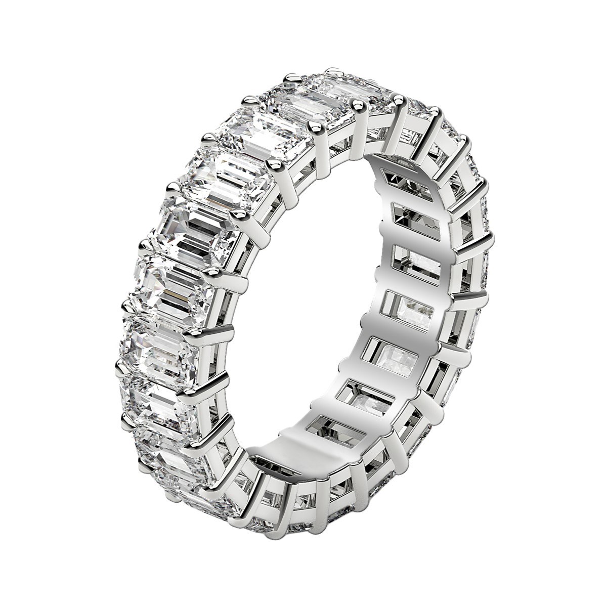 Emerald Cut Lab Grown Diamond Eternity Ring in 14k White Gold (2 cttw FG/VS2) thumbnail 4