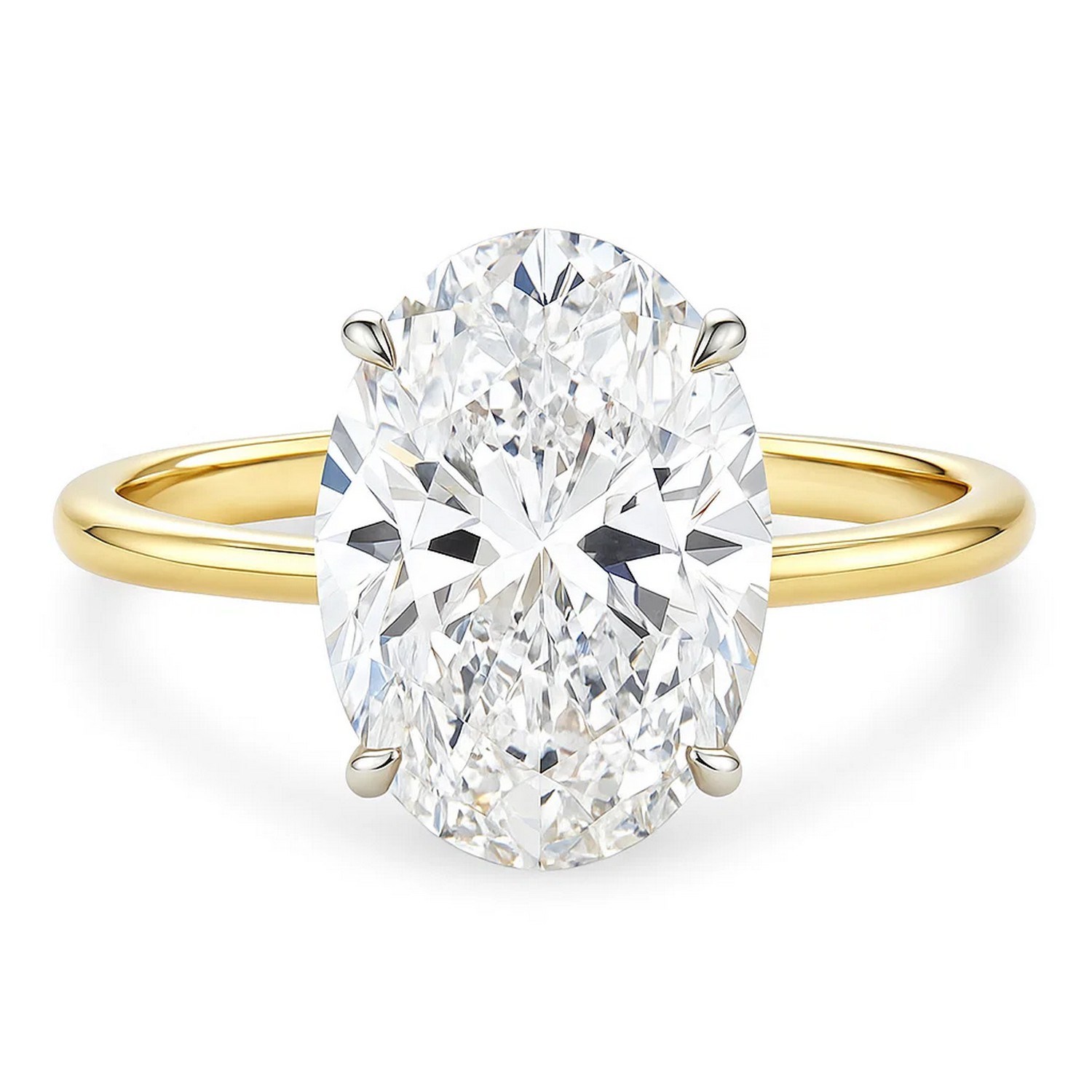 5 Carat Oval Lab Grown IGI G/VS1 Diamond Solitaire Ring in 10K Yellow Gold thumbnail 3