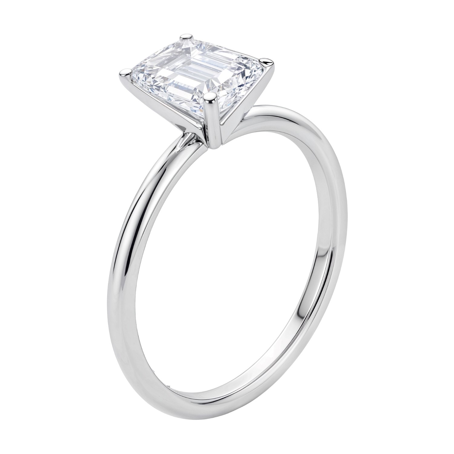 2 Carat Emerald Lab Grown IGI G/VS1 Diamond Solitaire Ring in 14K White Gold thumbnail 3