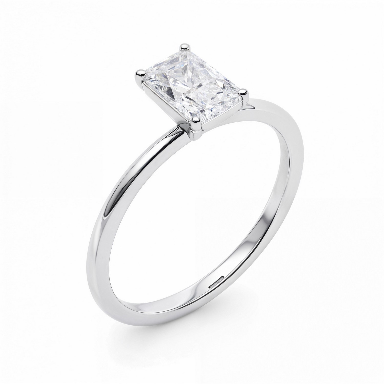 1 Carat Radiant Lab Grown IGI G/VS1 Diamond Solitaire Ring in 14K White Gold thumbnail 3
