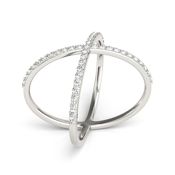 14k White Gold X Style Thin Ring with Diamonds (1/2 cttw) thumbnail 3