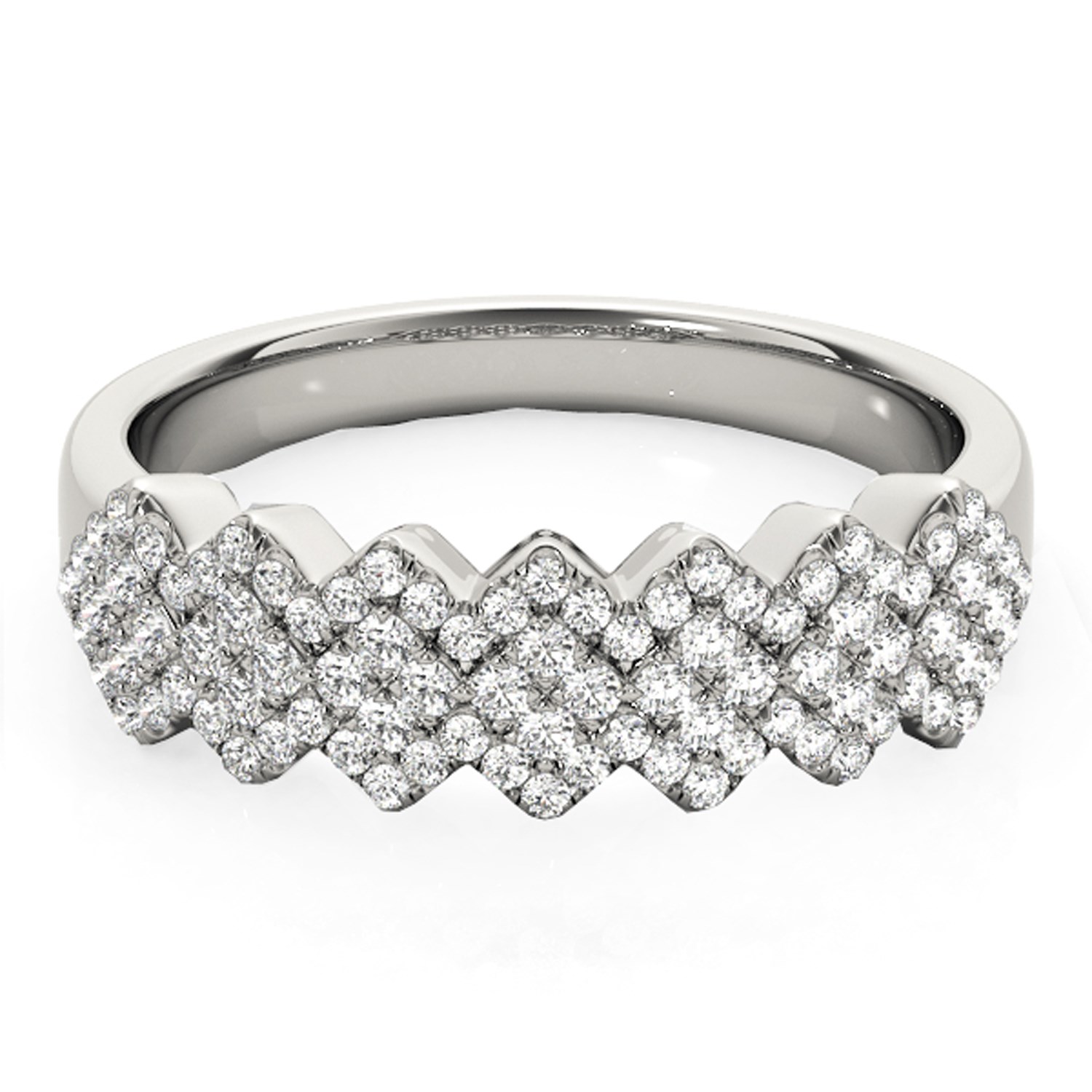Diamond Studded Wide Multi-Diagonal Pattern Ring in 14k White Gold (5/8 cttw) thumbnail 2