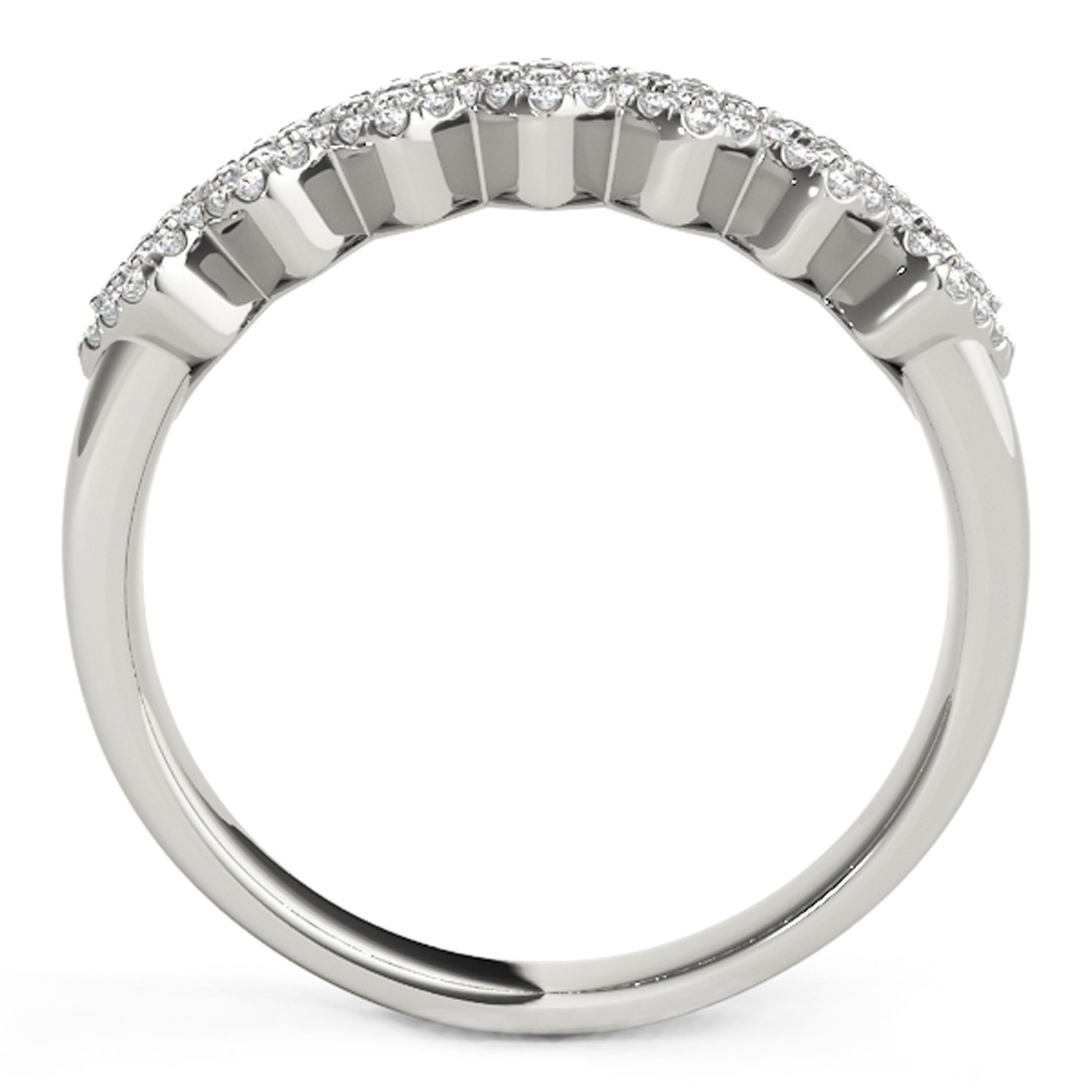 Diamond Studded Wide Multi-Diagonal Pattern Ring in 14k White Gold (5/8 cttw) thumbnail 3