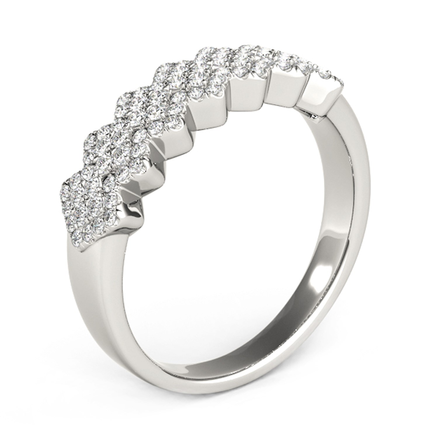 Diamond Studded Wide Multi-Diagonal Pattern Ring in 14k White Gold (5/8 cttw) thumbnail 4