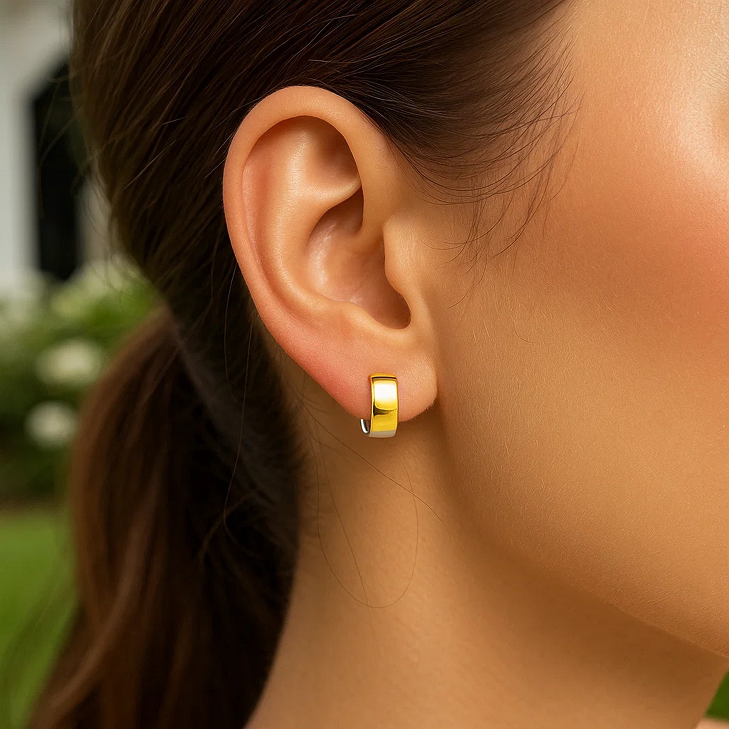 14k Two-Tone Gold Reversible Snuggable Style Earrings thumbnail 2