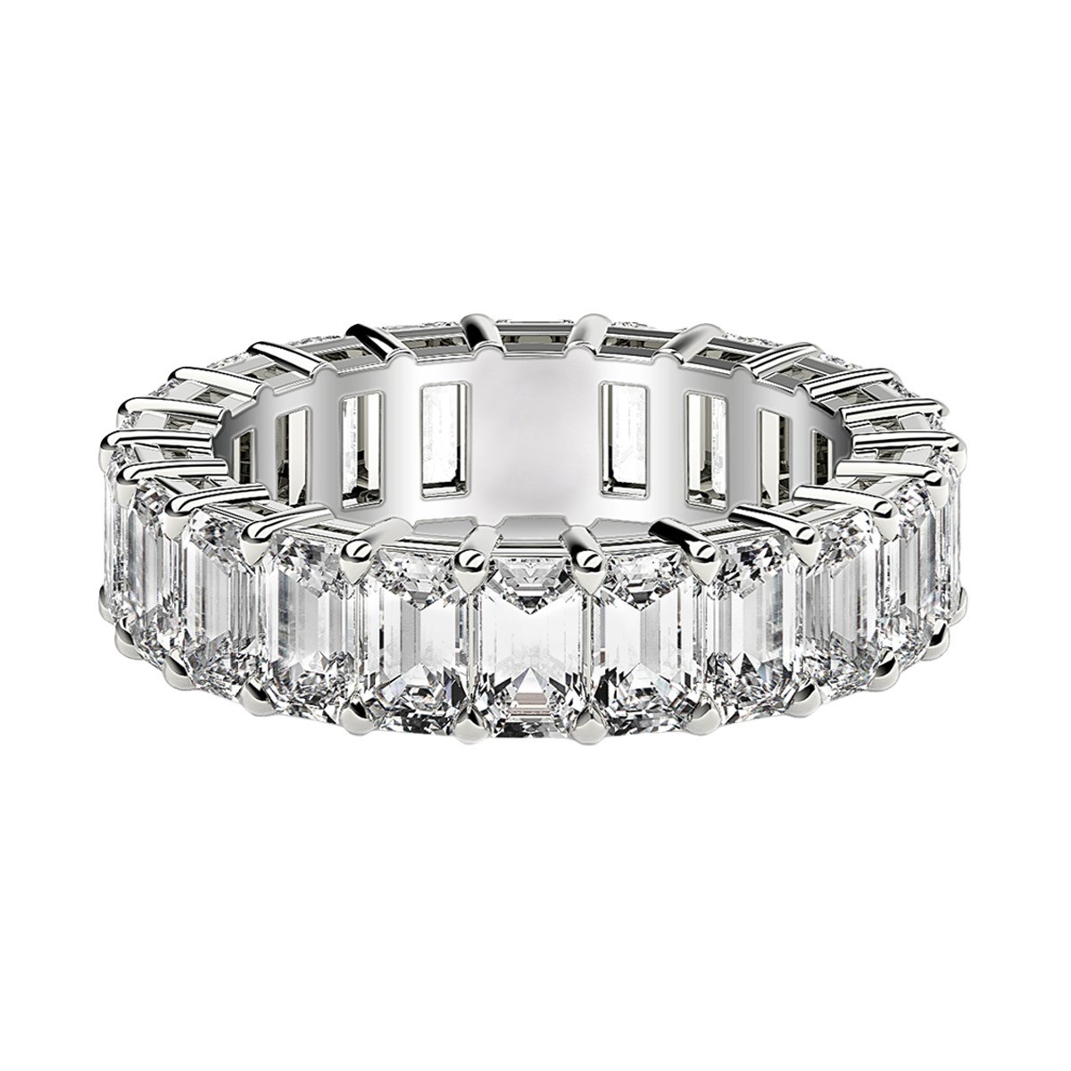 Emerald Cut Lab Grown Diamond Eternity Ring in 14k White Gold (4 cttw FG/VS2) thumbnail 2