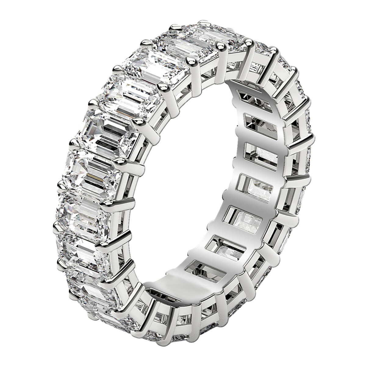 Emerald Cut Lab Grown Diamond Eternity Ring in 14k White Gold (4 cttw FG/VS2) thumbnail 4