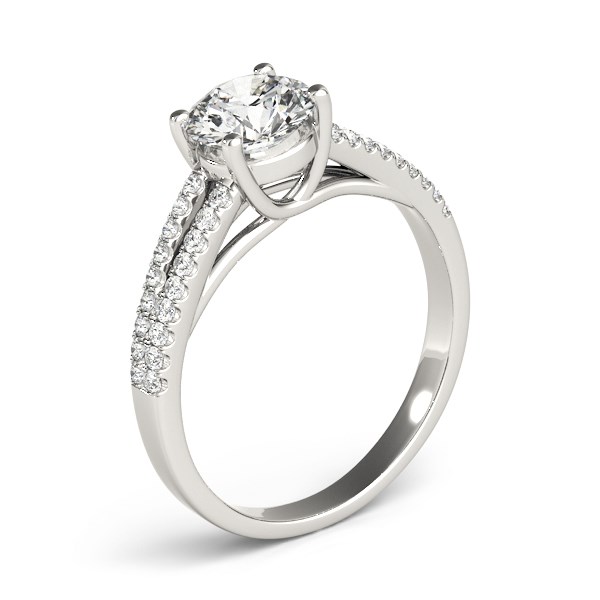 14k White Gold Split Shank Round Diamond Engagement Ring (1 1/8 cttw) thumbnail 3