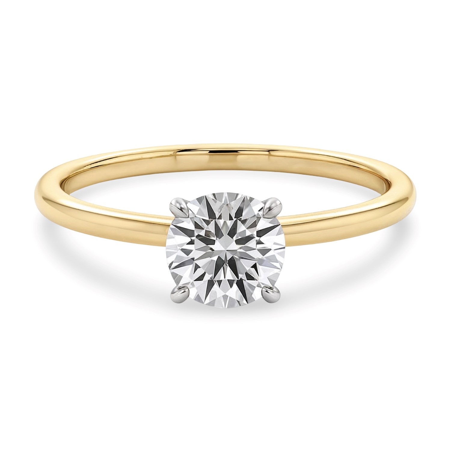 3/4 Carat Round Lab Grown IGI G/VS1 Diamond Solitaire Ring in 14K Yellow Gold thumbnail 4