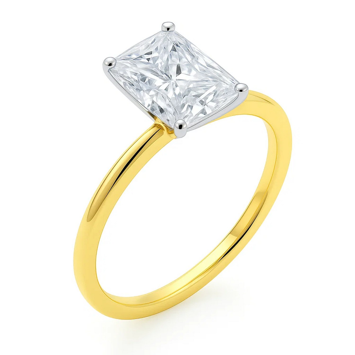 3 Carat Radiant Lab Grown IGI G/VS1 Diamond Solitaire Ring in 10K Yellow Gold thumbnail 3