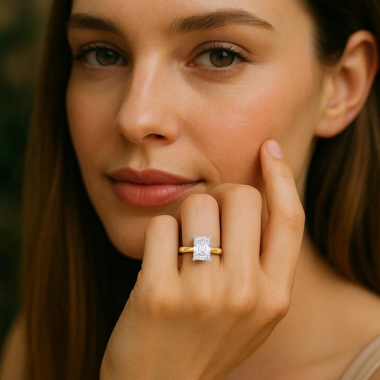 3 Carat Radiant Lab Grown IGI G/VS1 Diamond Solitaire Ring in 10K Yellow Gold thumbnail 6