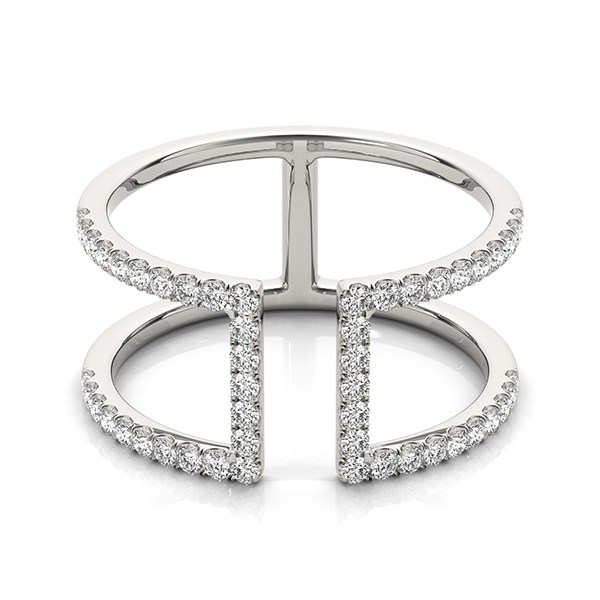 14k White Gold Modern Dual Band Style Diamond Ring (1/2 cttw) thumbnail 2