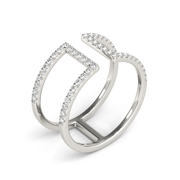 14k White Gold Modern Dual Band Style Diamond Ring (1/2 cttw) thumbnail 3