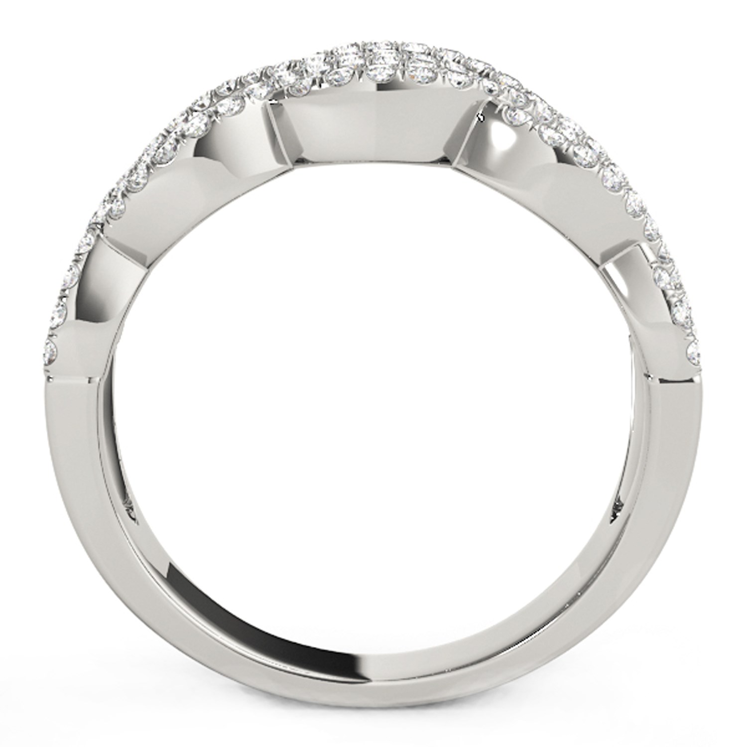 Diamond Studded Double Interlocking Waves Ring in 14k White Gold  (5/8 cttw) thumbnail 3