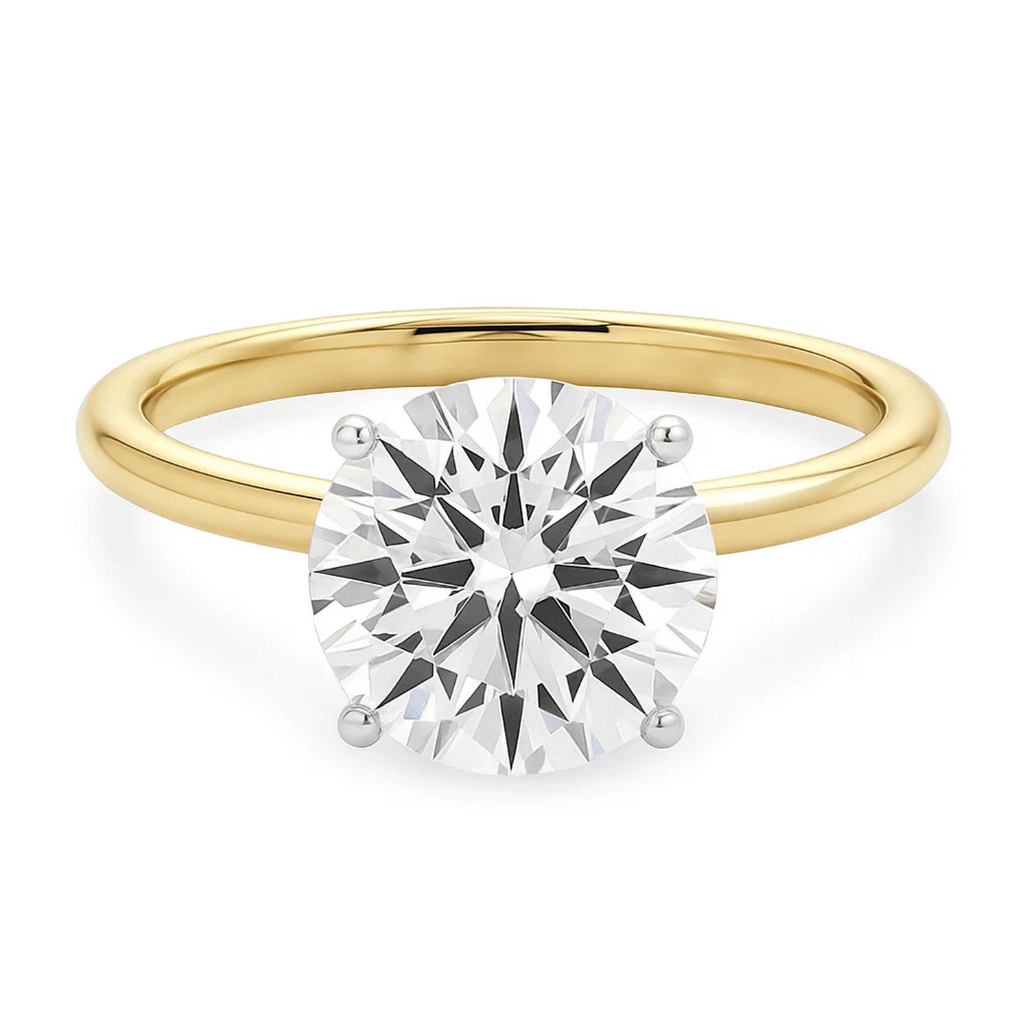 3 Carat Round Lab Grown IGI G/VS1 Diamond Solitaire Ring in 10K Yellow Gold thumbnail 5