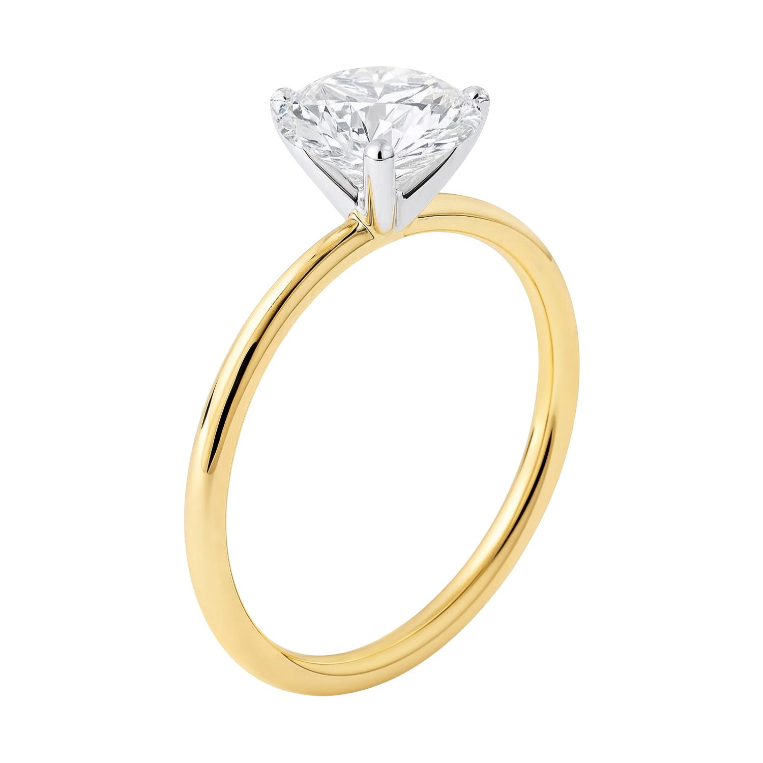 1 1/2 Carat Round Lab Grown IGI G/VS1 Diamond Solitaire Ring in 14K Yellow Gold thumbnail 4