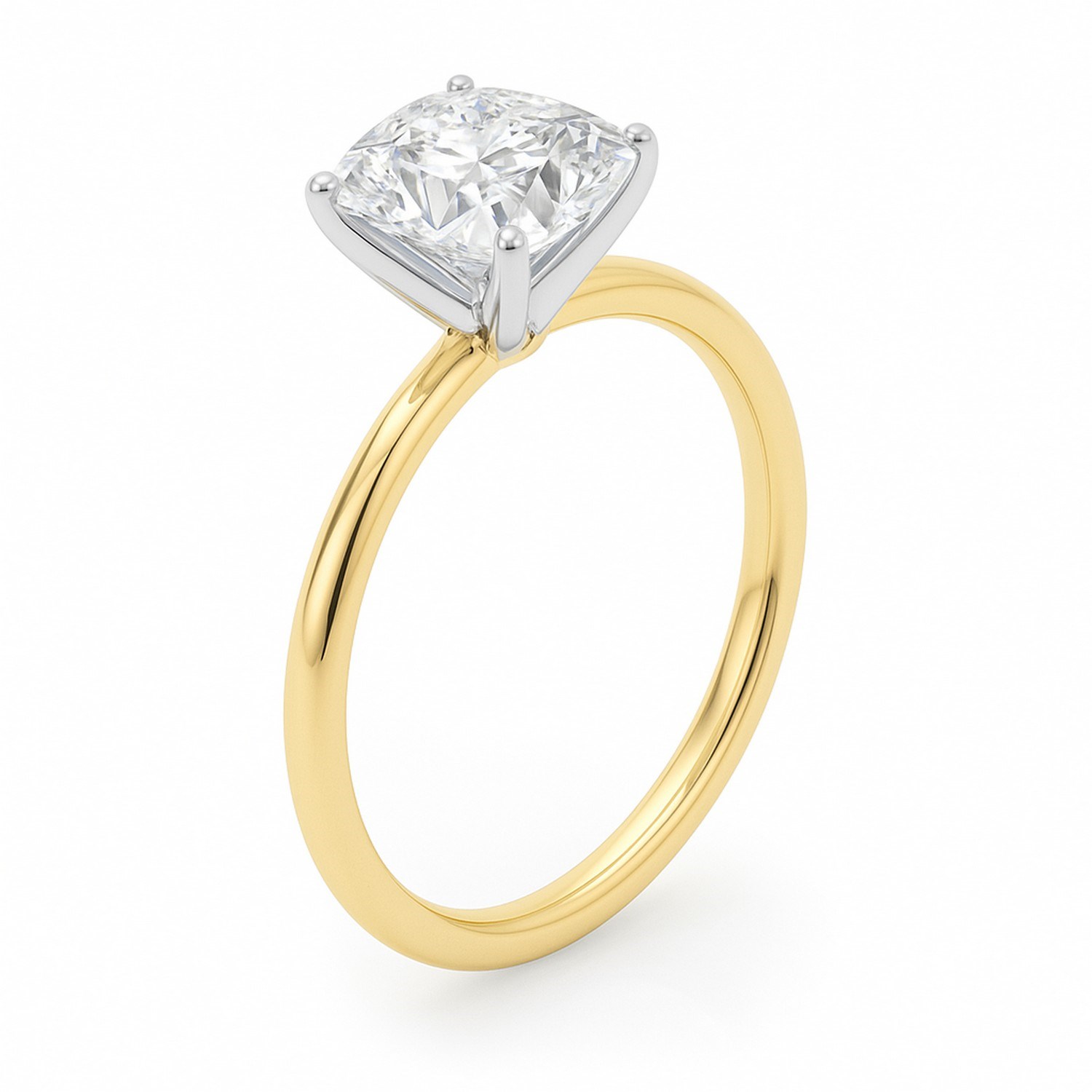 2 Carat Cushion Lab Grown IGI G/VS1 Diamond Solitaire Ring in 10K Yellow Gold thumbnail 3
