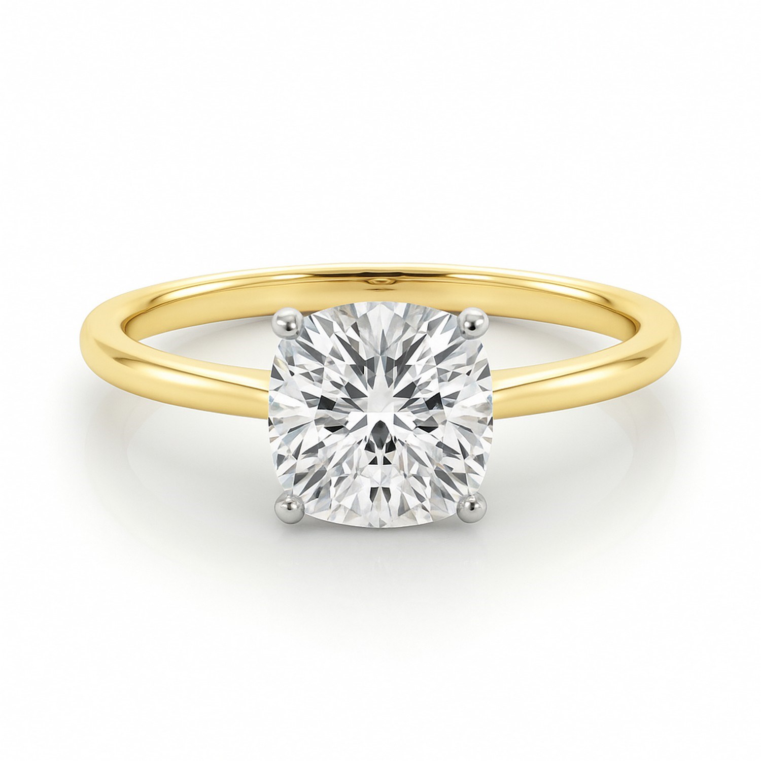 2 Carat Cushion Lab Grown IGI G/VS1 Diamond Solitaire Ring in 10K Yellow Gold thumbnail 4