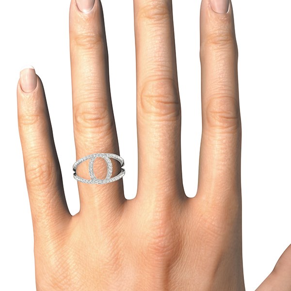 14k White Gold Diamond Loop Style Dual Band Ring (1/2 cttw) thumbnail 4