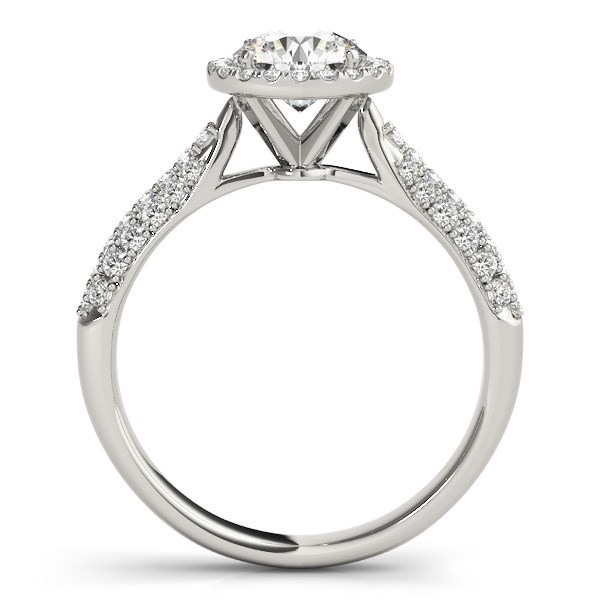 14k White Gold Halo Diamond Engagement Ring with Pave Band (1 1/3 cttw) thumbnail 4