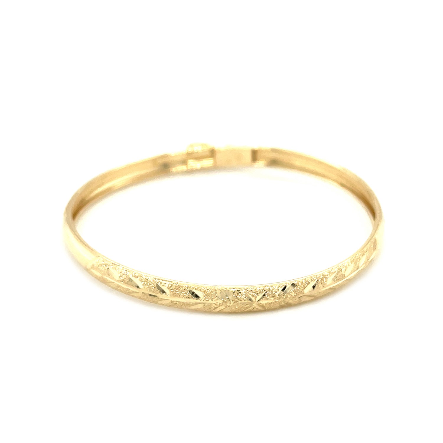 10k Yellow Gold Dome Childrens Diamond Cut Florentine Bangle (4.00 mm) thumbnail 2