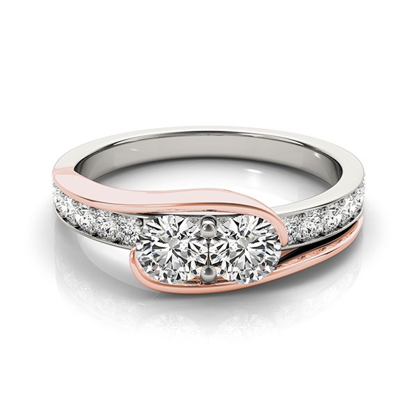 Two Stone Diamond Ring in 14k White And Rose Gold (3/4 cttw) thumbnail 2