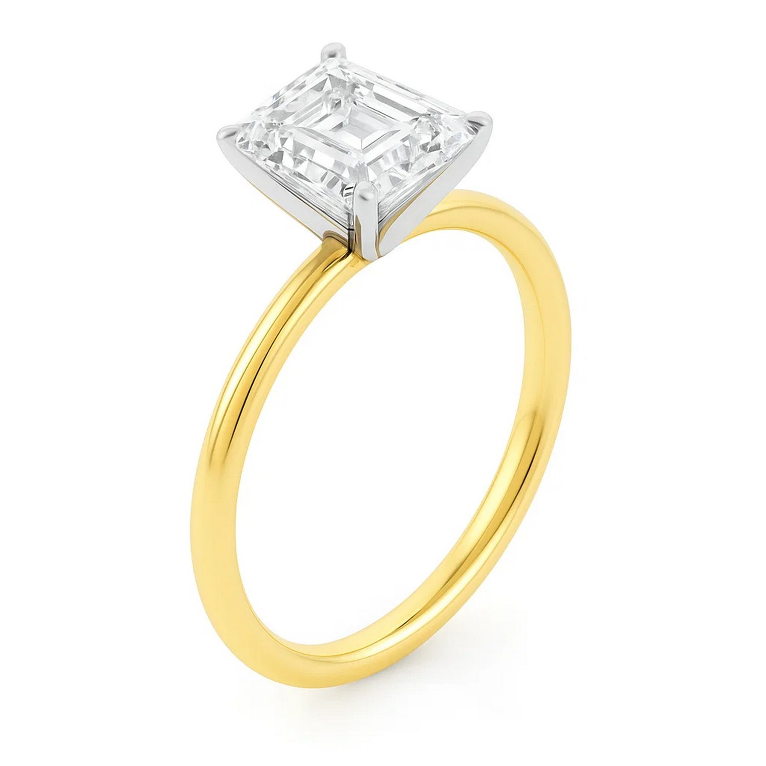 3 Carat Emerald Lab Grown IGI G/VS1 Diamond Solitaire Ring in 10K Yellow Gold thumbnail 2