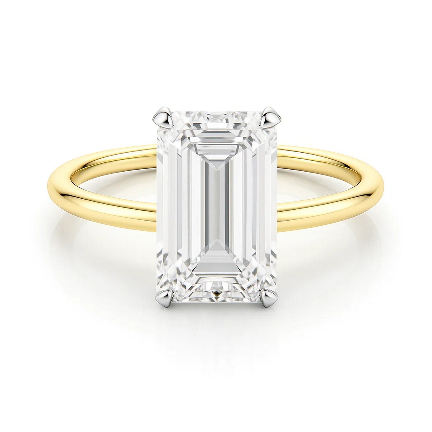 3 Carat Emerald Lab Grown IGI G/VS1 Diamond Solitaire Ring in 10K Yellow Gold thumbnail 3