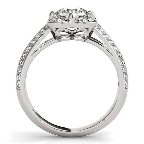 Round Diamond Floral Motif Engagement Ring in 14k White Gold (1 3/8 cttw) thumbnail 2
