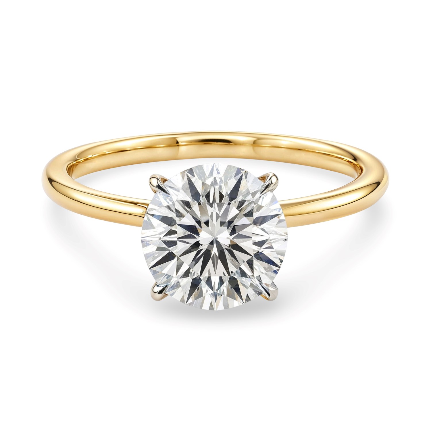 2 Carat Round Lab Grown IGI G/VS1 Diamond Solitaire Ring in 14K Yellow Gold thumbnail 5