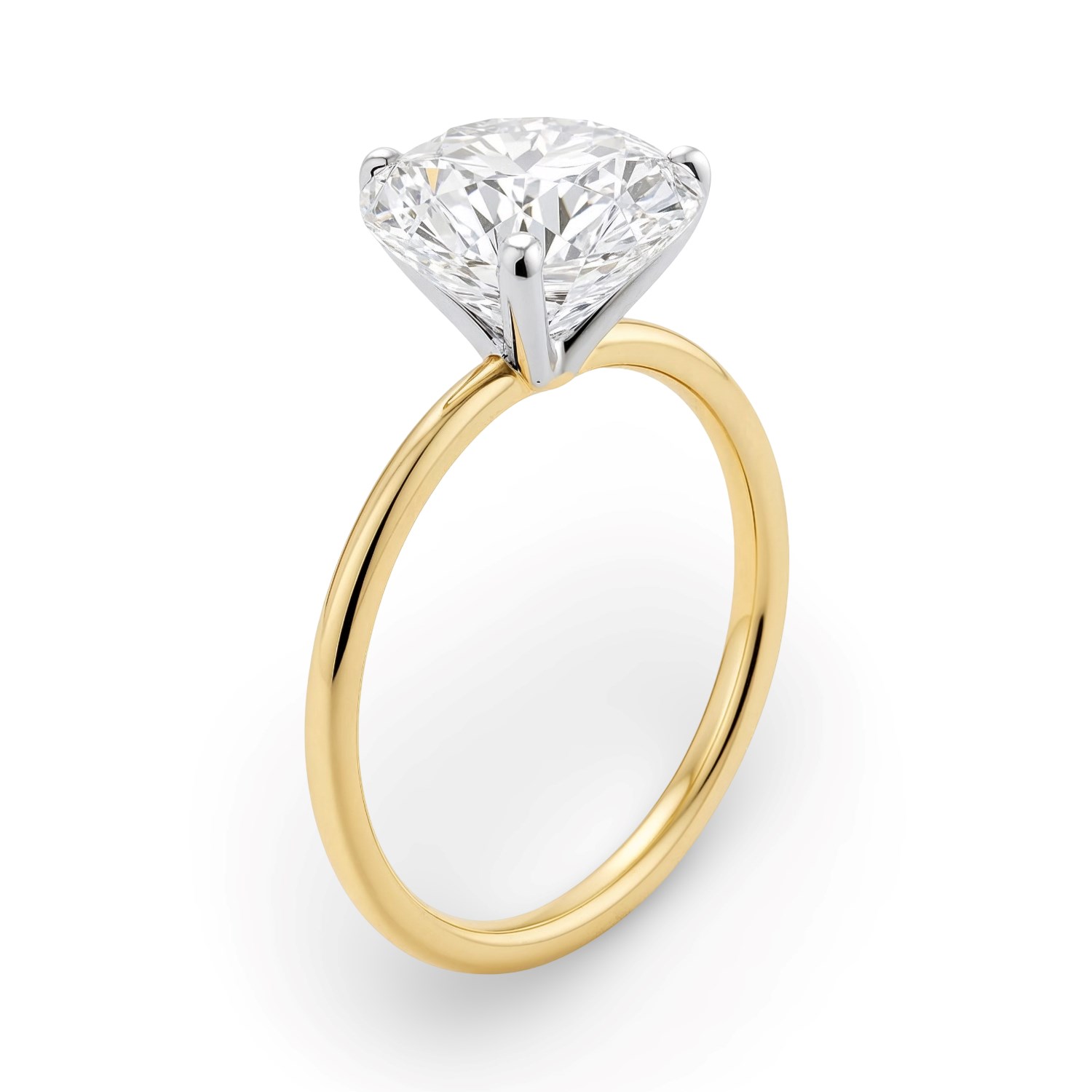 2 Carat Round Lab Grown IGI G/VS1 Diamond Solitaire Ring in 10K Yellow Gold thumbnail 4