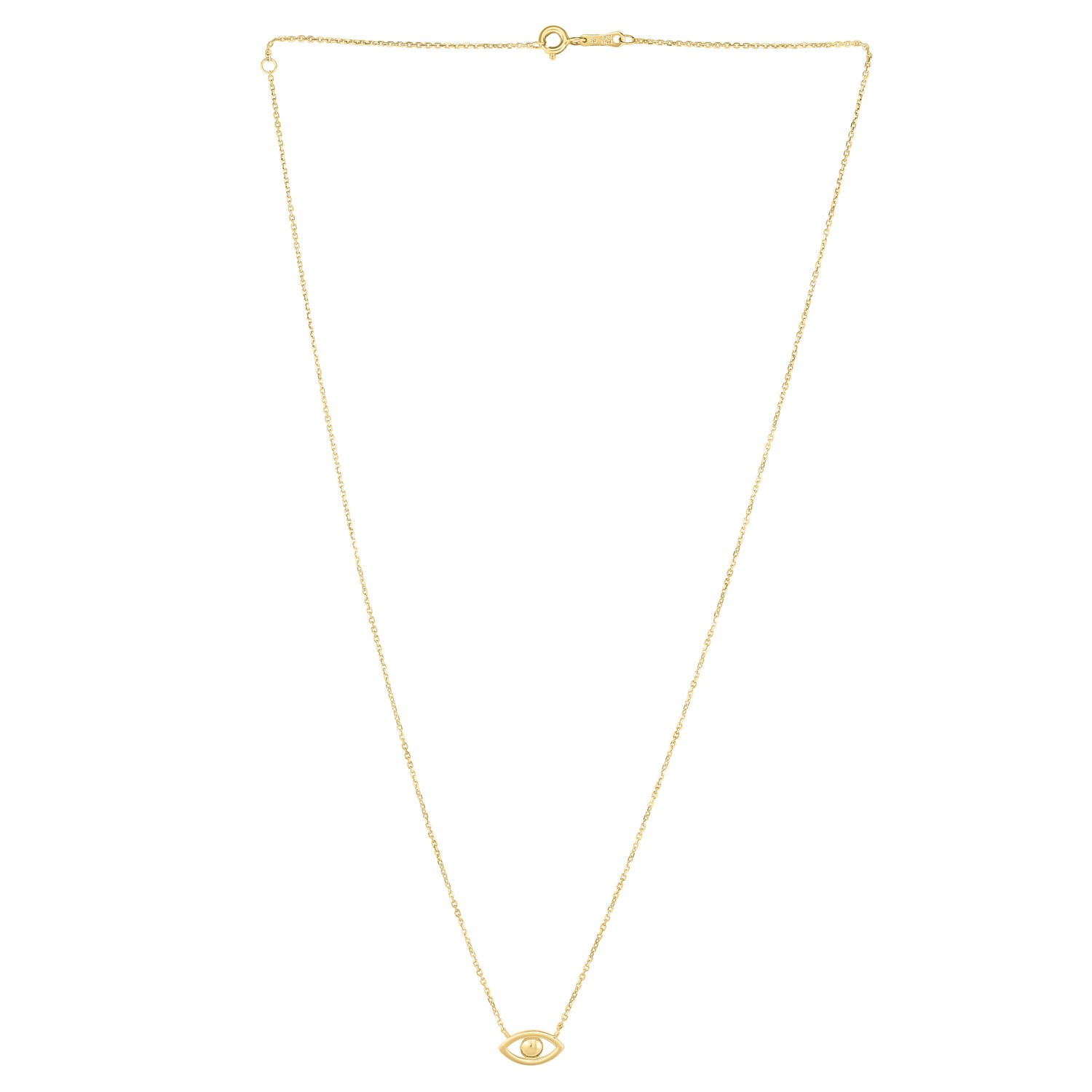14k Yellow Gold Pearl Evil Eye Necklace thumbnail 2