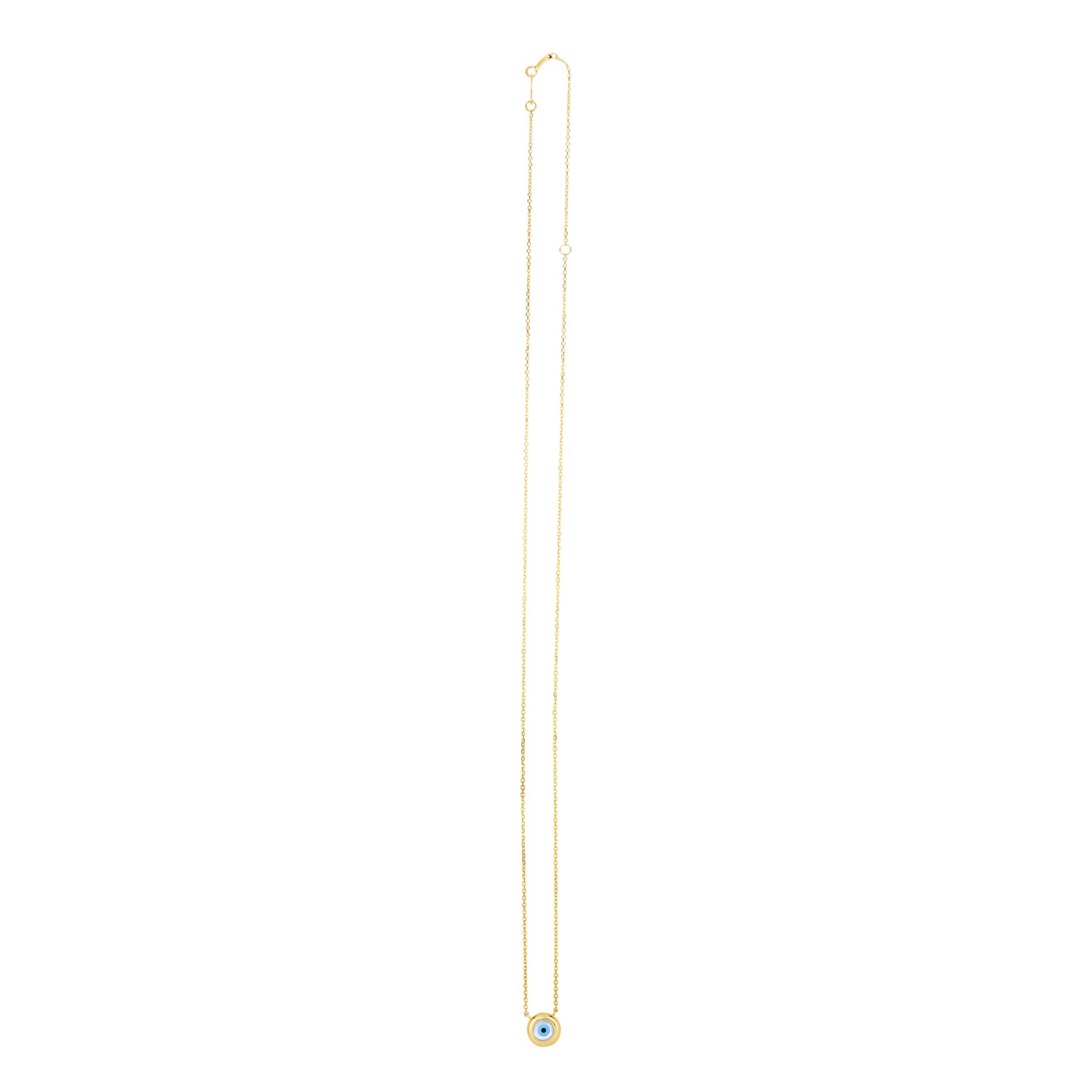 14k Yellow Gold Pearl Evil Eye Necklace thumbnail 3