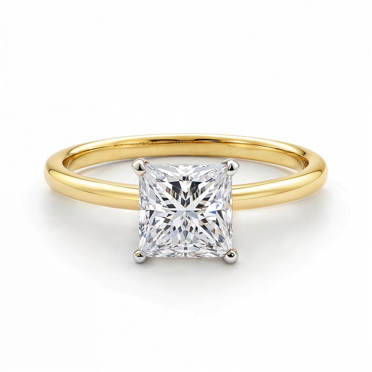 1.50Ct Princess Lab Grown IGI G/VS1 Diamond Ring in 10K Yellow Gold thumbnail 4