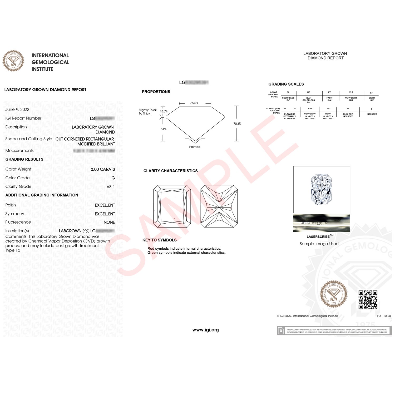 3 Carat Radiant Lab Grown IGI G/VS1 Diamond Solitaire Ring in 14K White Gold thumbnail 2
