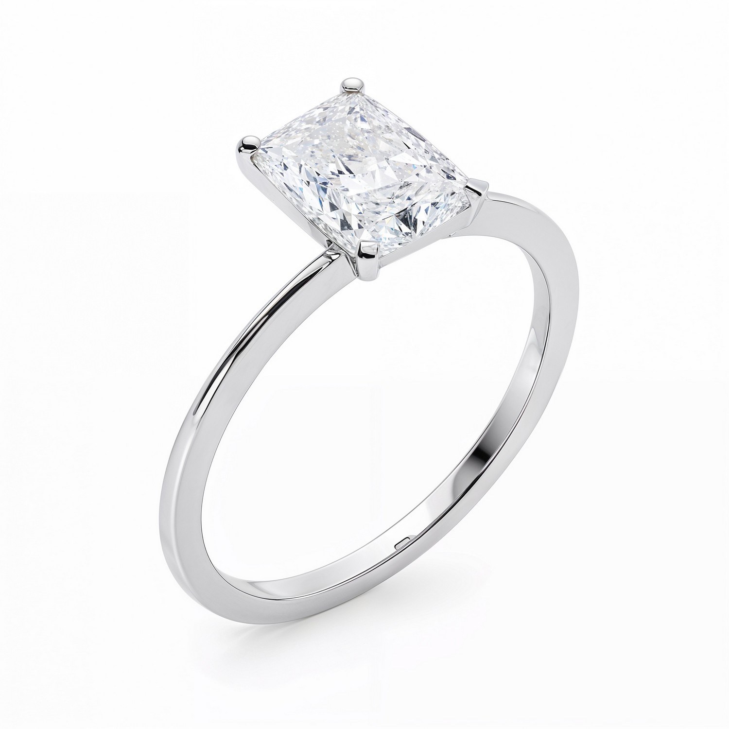 3 Carat Radiant Lab Grown IGI G/VS1 Diamond Solitaire Ring in 14K White Gold thumbnail 3