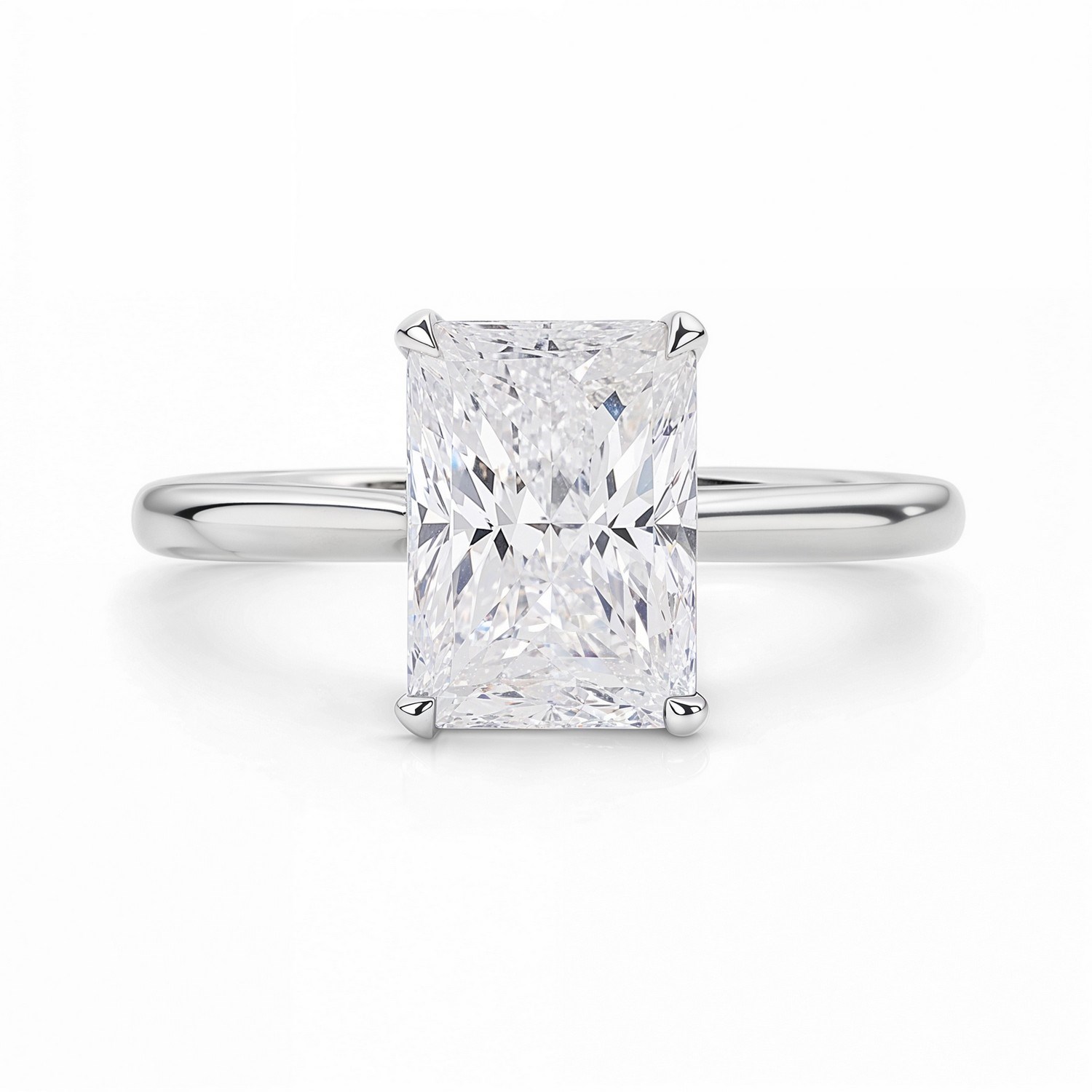 3 Carat Radiant Lab Grown IGI G/VS1 Diamond Solitaire Ring in 14K White Gold thumbnail 4