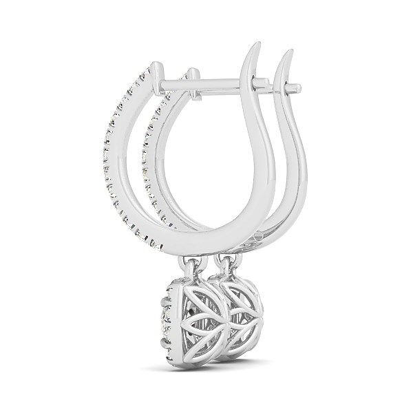Cushion Shape Halo Style Diamond Drop Earrings in 14k White Gold (1/2 cttw) thumbnail 2