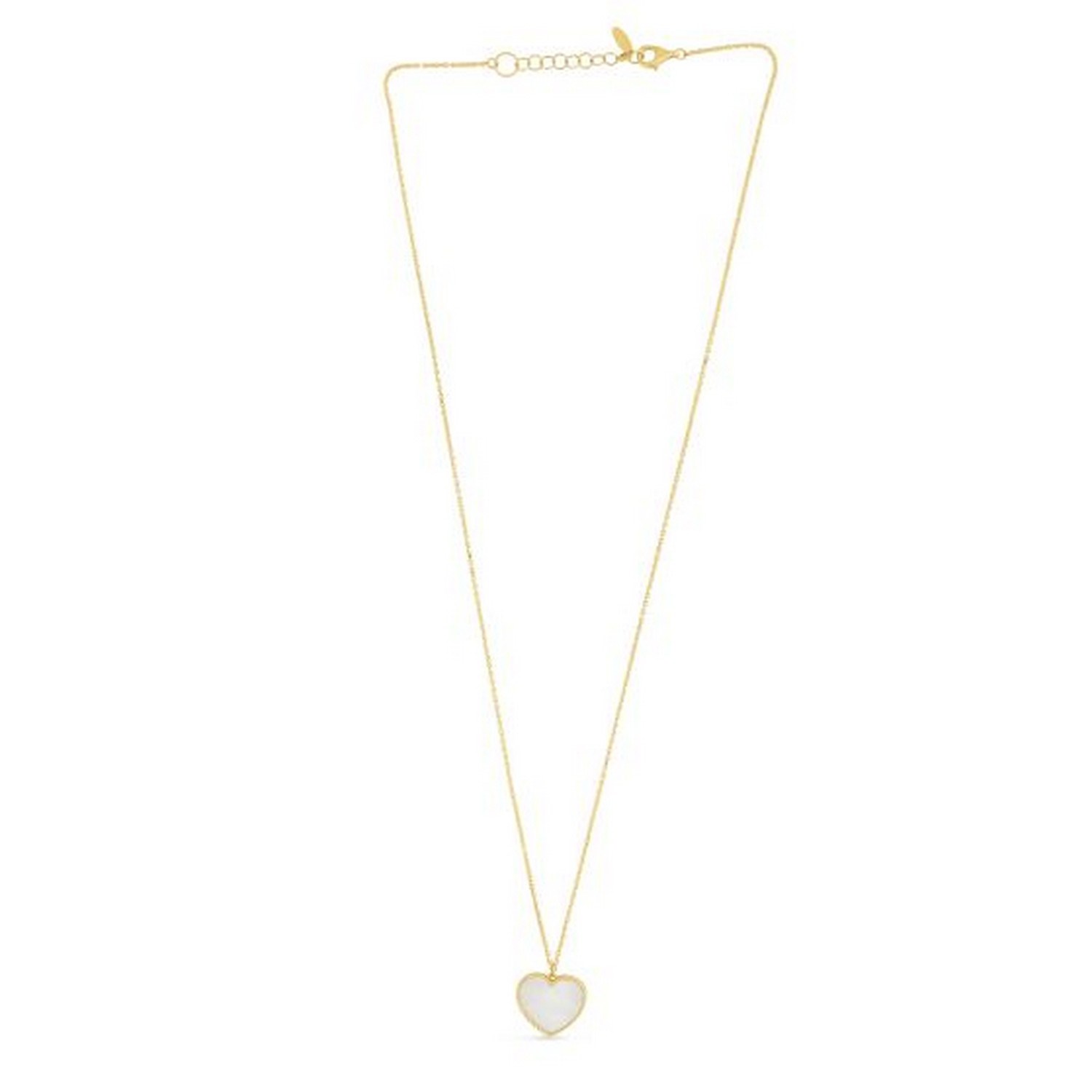 14k Yellow Gold High Polish Heart Pearl Paste Necklace thumbnail 4