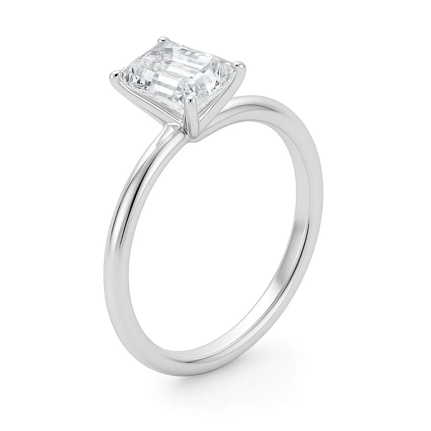 3 Carat Emerald Lab Grown IGI G/VS1 Diamond Solitaire Ring in 14K White Gold thumbnail 3