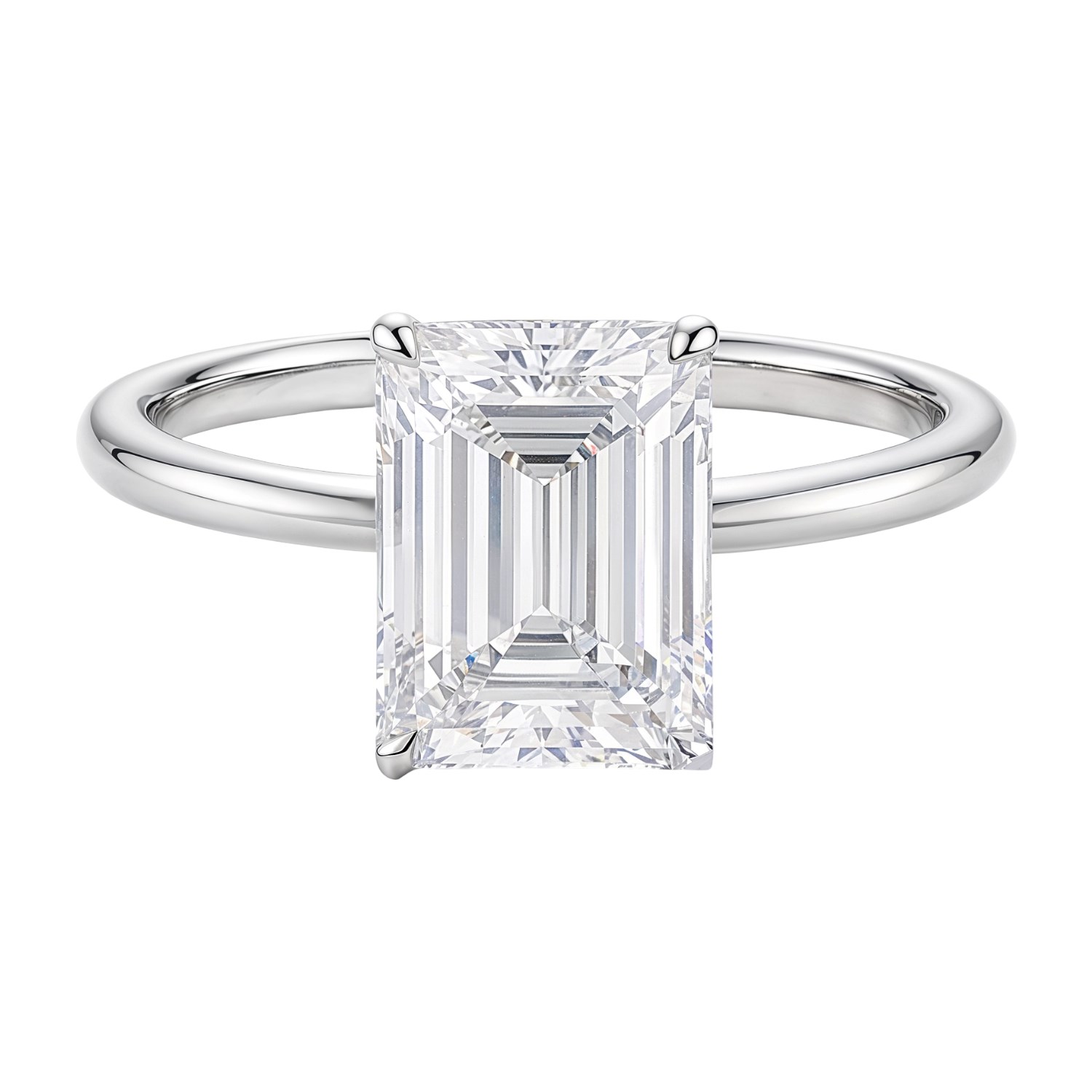 3 Carat Emerald Lab Grown IGI G/VS1 Diamond Solitaire Ring in 14K White Gold thumbnail 4