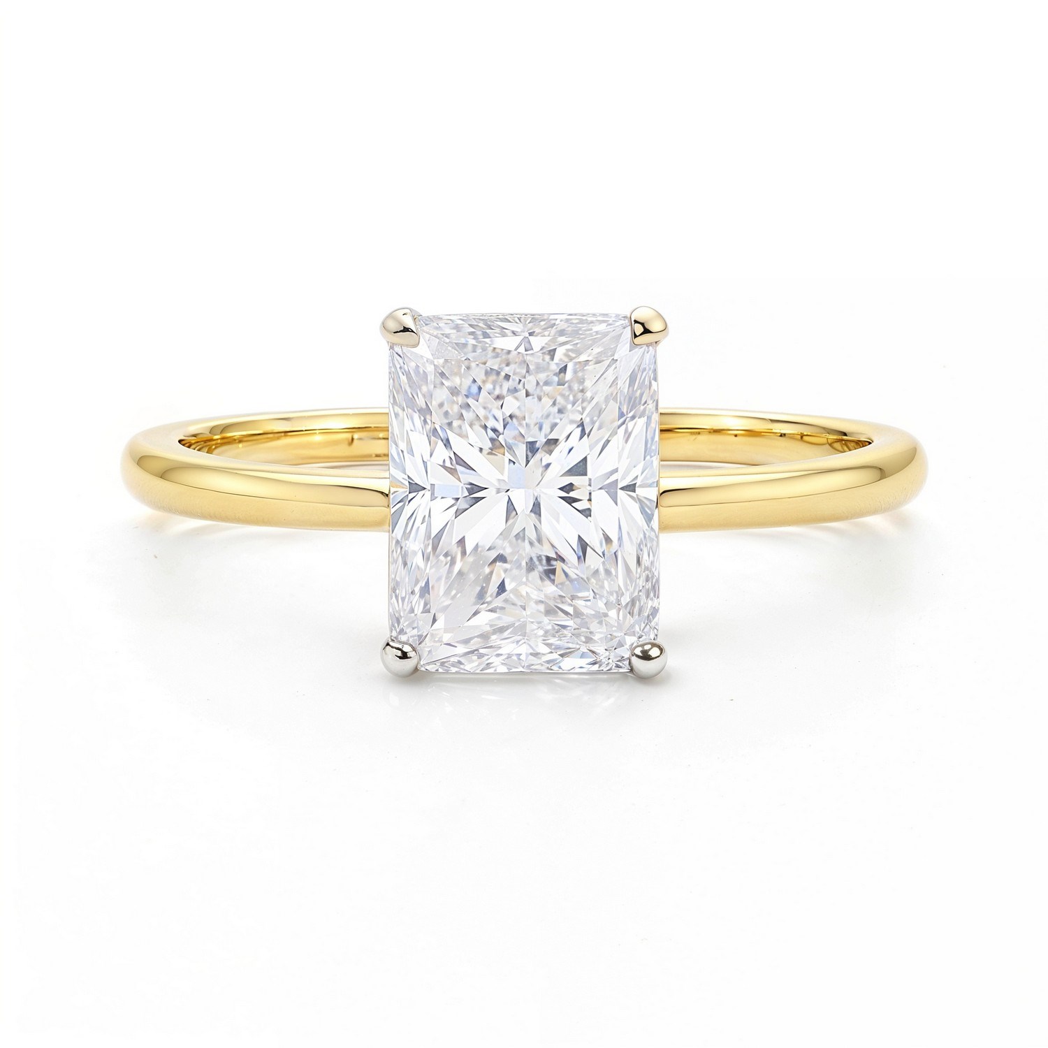 3 Carat Radiant Lab Grown IGI G/VS1 Diamond Solitaire Ring in 14K Yellow Gold thumbnail 4