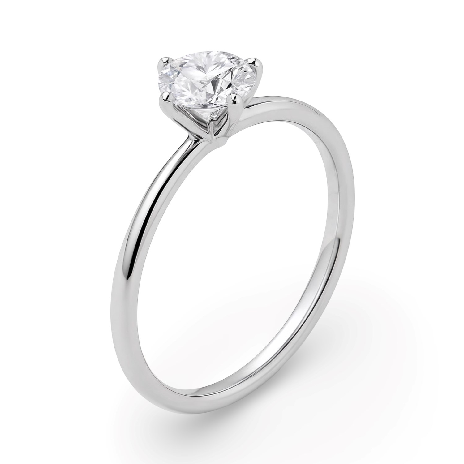 1 Carat Round Lab Grown IGI G/VS1 Diamond Solitaire Ring in Sterling Silver thumbnail 4