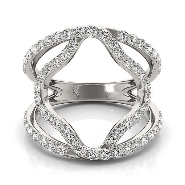 14k White Gold Diamond Flower Style Dual Band Ring (5/8 cttw) thumbnail 2