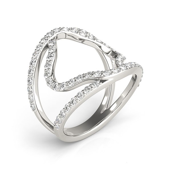14k White Gold Diamond Flower Style Dual Band Ring (5/8 cttw) thumbnail 3