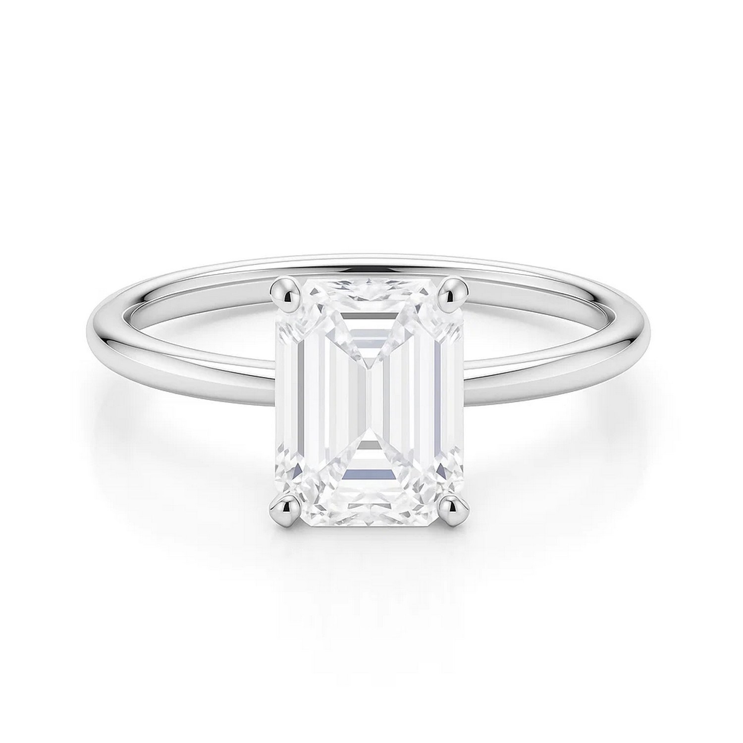 2 Carat Emerald Lab Grown IGI G/VS1 Diamond Solitaire Ring in 10K White Gold thumbnail 4